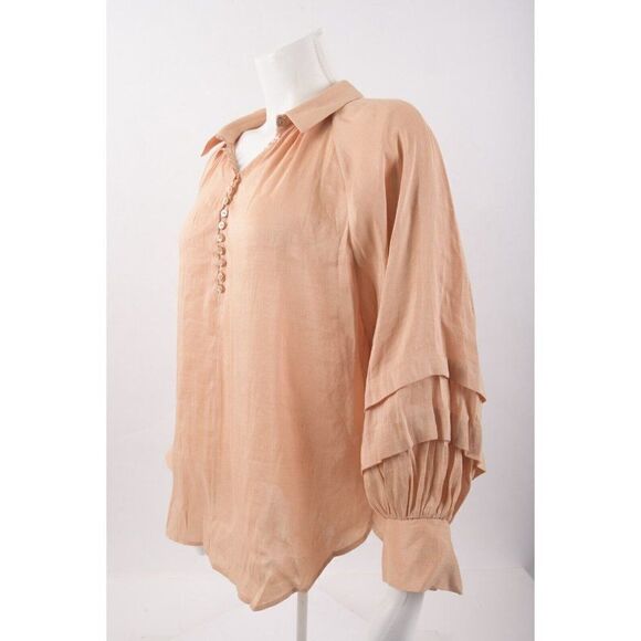 Massimo Dutti Womans Blouse Shirt Top Size S Silk Linen Peach 5108/575 NWT - Picture 4 of 6